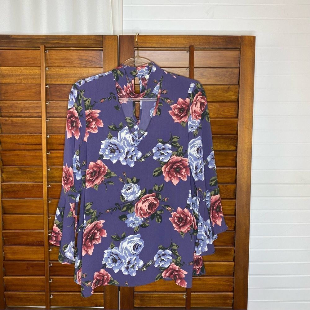 Andree Purple Blossom Floral Blouse